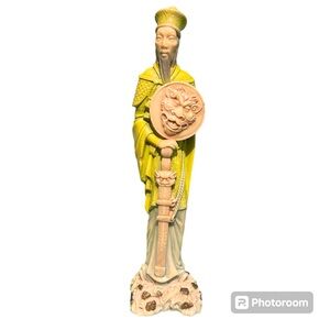 Vintage Norleans Emperor Statue Hand Carved in Italy 14” Resin